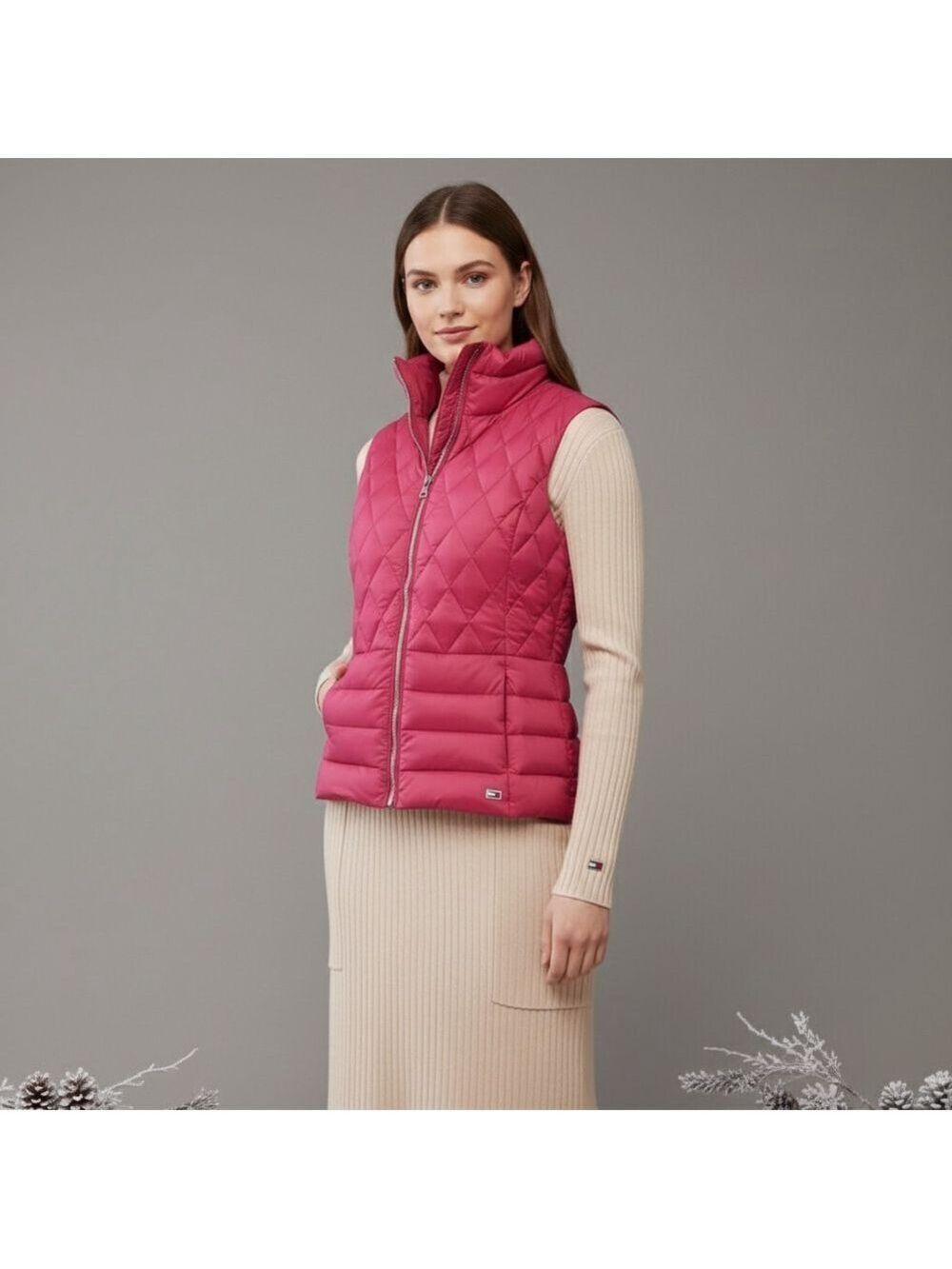 SOIA & Kyo Hila Sustainable Lightweight Packable Quilted Down Vest Pink 3XL